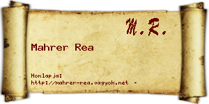 Mahrer Rea névjegykártya